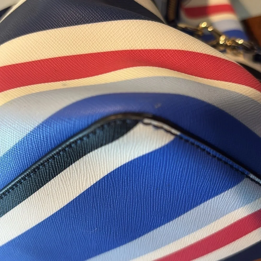 Kate Spade   Satchel  Crossbody bag striped red white blue black light blue NWOT